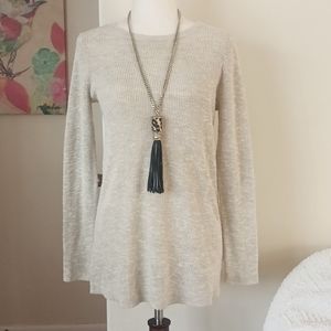 Eileen Fisher oversize sweater boatneck long sleeve organic linen cotton cream S